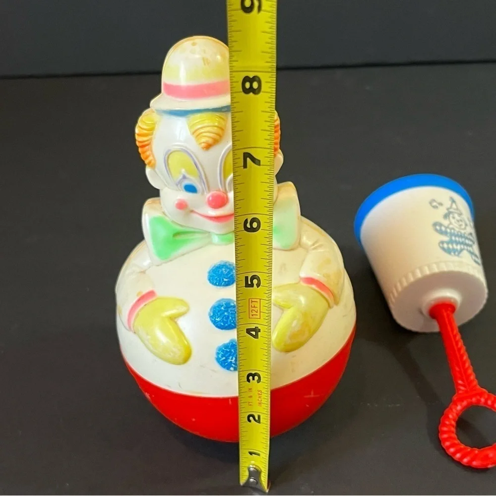 SaniToy Roly Poly Weeble Wobble Clown/ Plastic Rattle Circus Retro Vintage 1977